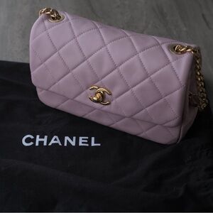 Chanel Light Pink Quilted Shoulder flap Bag